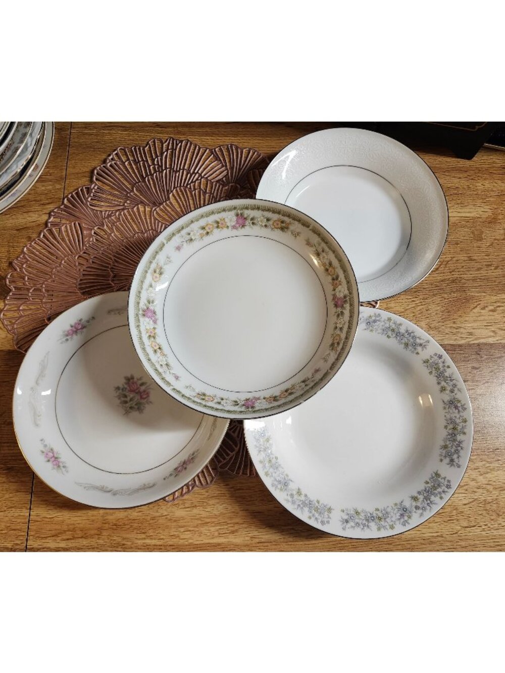 Mismatched Floral Soup Bowls Porcelain China Set of 4